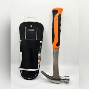 Bundle Heavy Duty Steel Hammer Holder with Sheath and  8 ounce Hammer